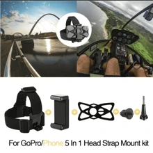 For Go Pro 5 In 1 Head Strap Mount Belt Phone Holder J-hook Buckle 1/4 Screw For Go Pro Hero10 9 8 Action Camera Accessories Mount - Black - View 4