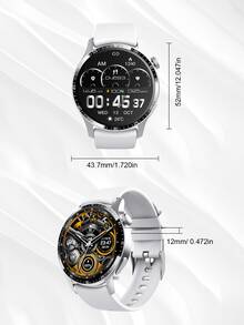 1 pieza Reloj inteligente blanco de silicona con tira deportivo fecha monitoreo de frecuencia cardíaca seguimiento del sueño multifunción redondo esfera , compatible con Androids iPhone - Plateado - Ver 11