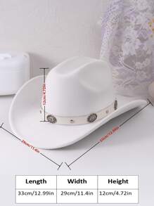 One Women Solid Color Studded PU Leather Band Jazz Panama Western Cowboy Hat, Suitable For Daily Vacation Parties Sun Protection Daily Use Cowboy Hat Cowgirl Hat Halloween
