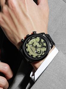 LIANDU LIANDU 1入組男式商務防水時尚石英手錶,圓形機械式錶盤,日曆和不鏽鋼錶帶;另外還有1入手鍊 - 黑色 - 查看 7