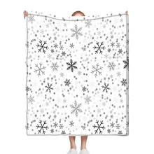 1片雪花印花毛毯,聖誕節主題圖案法蘭絨毯,全季節家居用品,兒童聖誕禮物 - 白色 - 查看 5