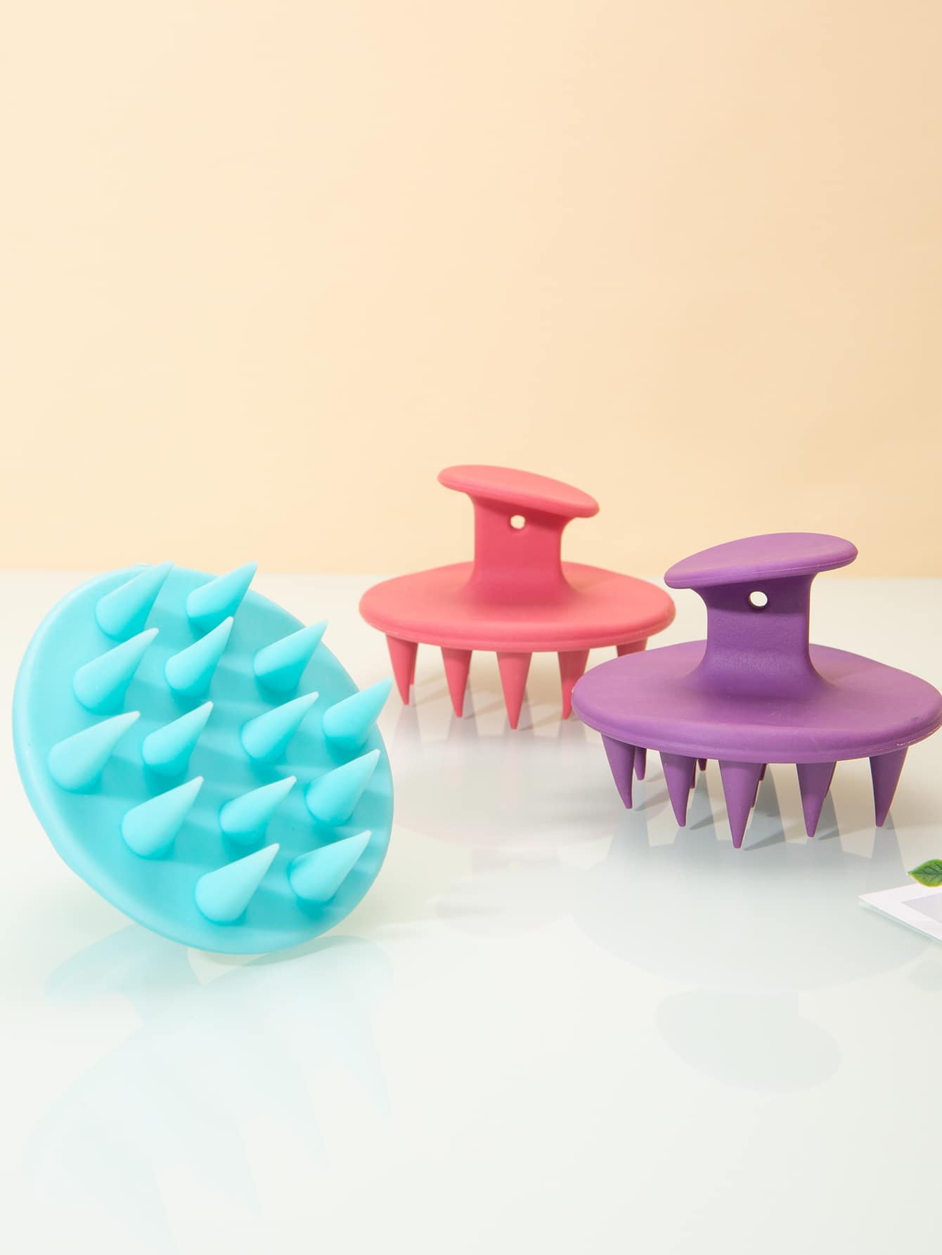 1pc Silicone Cushion Shampoo Brush - Purple - View 2