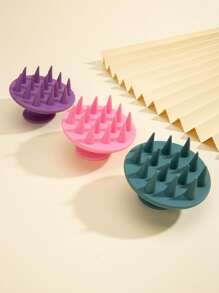 1pc Silicone Cushion Shampoo Brush - Purple - View 1