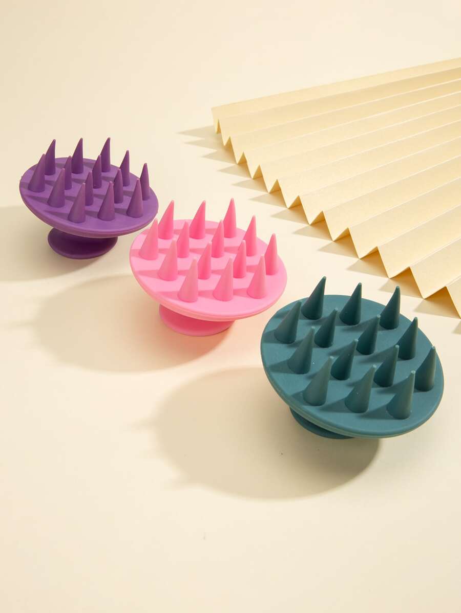 1pc Silicone Cushion Shampoo Brush - Purple - View 1