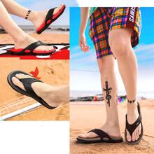 Sandalias de verano para hombres, flip flops antideslizantes para playa, zapatillas de vacaciones casuales y cómodas, zapatilla de masaje antideslizante para hombres - Negro - Ver 5