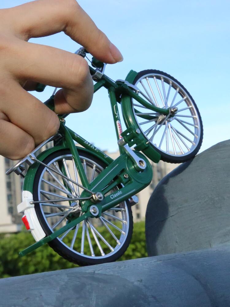 60/70年代經典回憶,創意復古合金迷你自行車飾品;全尺寸縮小,金屬材質自行車;家居客廳軟裝裝飾,奢華復古成人玩具 - 軍綠色 - 查看 7