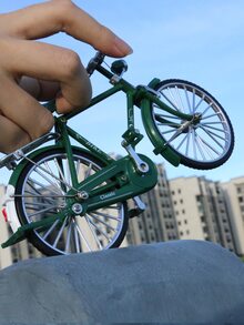 60/70年代經典回憶,創意復古合金迷你自行車飾品;全尺寸縮小,金屬材質自行車;家居客廳軟裝裝飾,奢華復古成人玩具 - 軍綠色 - 查看 8