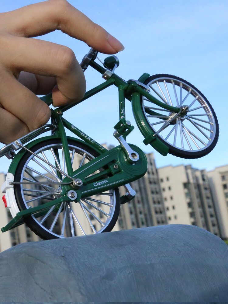 60/70年代經典回憶,創意復古合金迷你自行車飾品;全尺寸縮小,金屬材質自行車;家居客廳軟裝裝飾,奢華復古成人玩具 - 軍綠色 - 查看 8