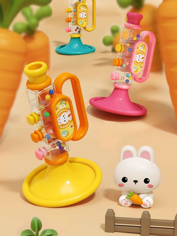 Niños 1 pieza Juguete de sonido ABS cuerno gracioso con dibujos animados con patrón de conejo para - Amarillo - Añade 1