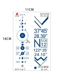 1 set/3 piezas Etiquetas engomadas del tatuaje simple cuello & oreja - Azul - Ver 3