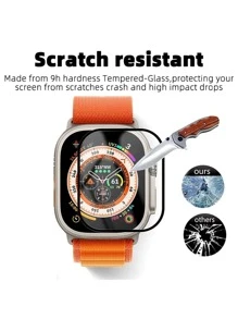 3 màng TPU mềm viền đen, tương thích với Apple Watch Ultra/SE/8/7/6/5/4/3/2/1, Phù hợp với 38/40/41/42/44/45/49mm - màu đen - Xem 2