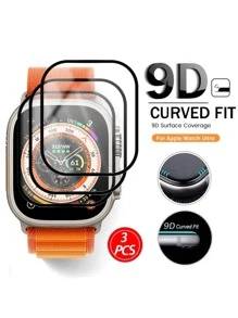 3 màng TPU mềm viền đen, tương thích với Apple Watch Ultra/SE/8/7/6/5/4/3/2/1, Phù hợp với 38/40/41/42/44/45/49mm - màu đen - Xem 1