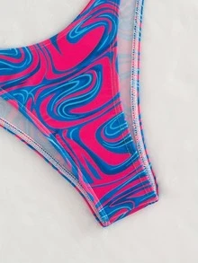 Fluid Print Ring Bikini Set Summer - Multicolor - View 5