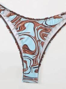 Fluid Printed Circular Ring Bikini Swimwear Summer - Brown - View 5