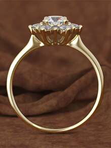 1枚时尚立方氧化锆戒指，适合女性佩戴，适合婚礼、订婚、周年纪念、派对、情人节礼物、送给妈妈的礼物、母亲节礼物。 - 金黃色 - 查看 3