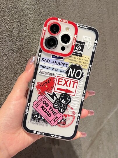 1pc Label Sticker Waves Phone Case Compatible With Apple IPhone Models 11, 13, 14, 15, 12, Etc.