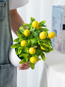 1 pot met kunstmatige potplanten, citroenboom, 24 cm hoog, met 12 vruchten, plastic kunstplanten, materialen, anti-oxidatie en snelle vervaging, moderne eenvoudige stijl - gebruikt voor huisdecoratie, vaasbloemstuk, bruiloftsdecoratie, restaurantdecoratie, feest Decoratie, woonkamerdecoratie, slaapkamerdecoratie, doe-het-zelf muur, kantoordecoratie. - Geel - Bekijken 4