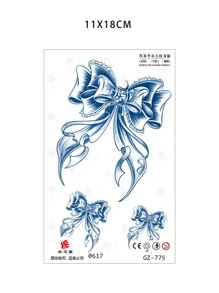 7-14 Days Long Lasting Herbal Temporary Tattoo Sticker, 2pcs Gorgeous & Stylish Waterproof Butterfly Temporary Tattoo Sticker, Disposable Fake Tattoo Sticker For Shoulder, Arm, And Leg - Perfect For Both Men And Women - Blue - View 6