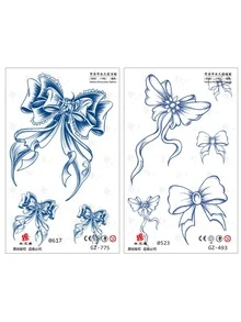 7-14 Days Long Lasting Herbal Temporary Tattoo Sticker, 2pcs Gorgeous & Stylish Waterproof Butterfly Temporary Tattoo Sticker, Disposable Fake Tattoo Sticker For Shoulder, Arm, And Leg - Perfect For Both Men And Women - Blue - View 5