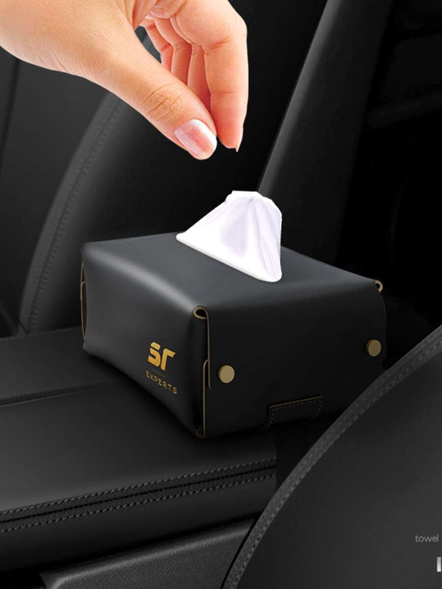 1pc UltraThin Leather Creative Car Tissue Box Armrest Console Sunvisor