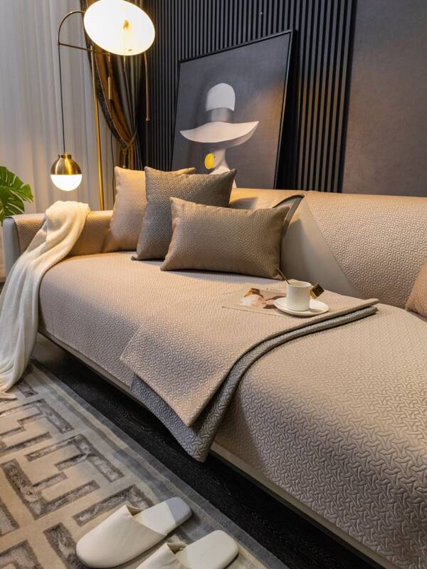 1 pièce Haute Précision Tissu Housse De Coussin Canapé Avec Taie D'oreiller , 3D En Jacquard Technologie , Luxueux Style , Toutes Les Saisons Utiliser