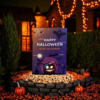 1pc Halloween Garden Flag Double-sided Outdoor Yard Decorations, Horror Pumpkin Printed, Suitable For Courtyard, Garden, Living Room, And Bedroom
