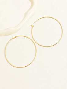 1pair Fashionable Exaggerated Statement Hoop Earrings For Street Style & Show - Yellow Gold - View 3
