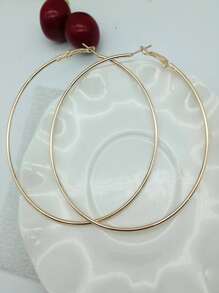 1pair Fashionable Exaggerated Statement Hoop Earrings For Street Style & Show - Yellow Gold - View 2
