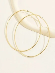 1pair Fashionable Exaggerated Statement Hoop Earrings For Street Style & Show - Yellow Gold - View 4