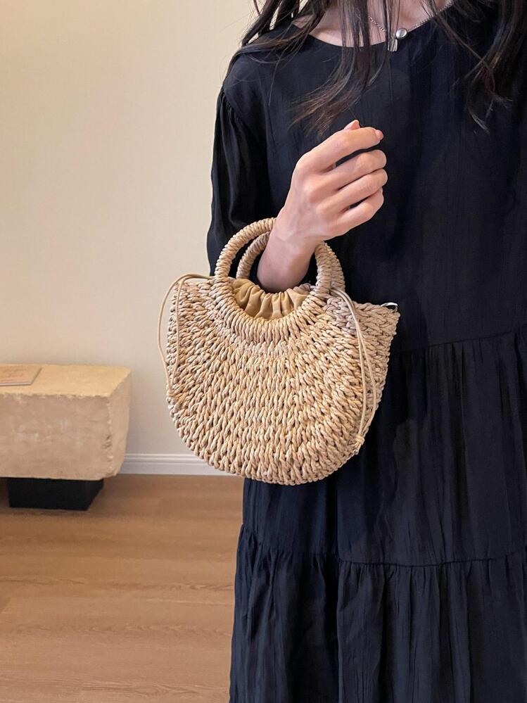 Nhỏ gọn, Túi xách nữ dành cho kỳ nghỉ, Kỳ nghỉ, Ví có rơm, Túi đi biển bằng rơm, Đồ cần thiết cho bãi biển, Đồ dùng cần thiết cho bãi biển, Đồ đi biển & Đồ dùng cần thiết cho mùa hè, Túi xách nữ tốt nhất cho cảm giác đi biển, Túi đan lát hợp thời trang - Màu Khaki - Xem 9