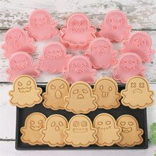10pcs/set Cartoon Ghost Shaped Biscuit Mold, Food Contact Material 3d Cookie Cutter Press Tool For Cake Decorating & Baking - Pink - View 2