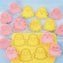 10pcs/set Cartoon Ghost Shaped Biscuit Mold, Food Contact Material 3d Cookie Cutter Press Tool For Cake Decorating & Baking - Pink - View 9