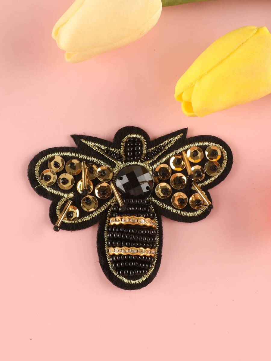刺繡蜜蜂徽章diy衣物配件,適用於衣服,褲子,帽子,袋子,鞋子,手機殼等。1片組 - 彩色 - 查看 1