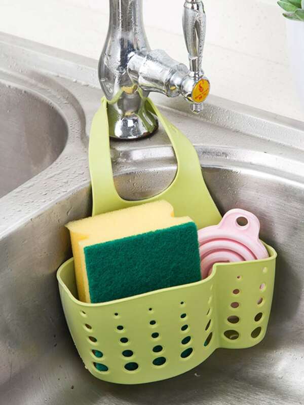 1pc Kitchen Sink Adjustable Draining Rack Hanging Bag(random Color)