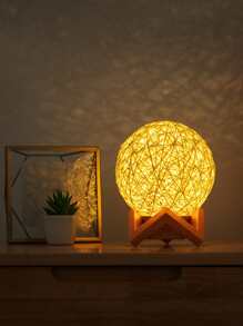 Usb Creative Rattan Ball Net Light In Moon Shape For Atmosphere Decoration - Yellow - View 2