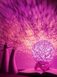 Usb Creative Rattan Ball Net Light In Moon Shape For Atmosphere Decoration - Yellow - View 3