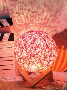 Usb Creative Rattan Ball Net Light In Moon Shape For Atmosphere Decoration - Yellow - View 5