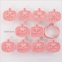 Set de 10 moldes para galletas de Halloween en forma de calabaza y expresiones divertidas, para fondant, galletas, bizcochos, pasteles y decoración de pasteles