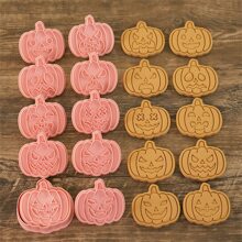 Set de 10 moldes para galletas de Halloween en forma de calabaza y expresiones divertidas, para fondant, galletas, bizcochos, pasteles y decoración de pasteles