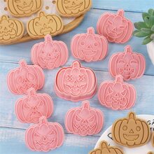 Set de 10 moldes para galletas de Halloween en forma de calabaza y expresiones divertidas, para fondant, galletas, bizcochos, pasteles y decoración de pasteles