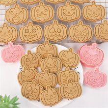 Set de 10 moldes para galletas de Halloween en forma de calabaza y expresiones divertidas, para fondant, galletas, bizcochos, pasteles y decoración de pasteles