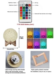 Usb Creative Rattan Ball Net Light In Moon Shape For Atmosphere Decoration - Yellow - View 6