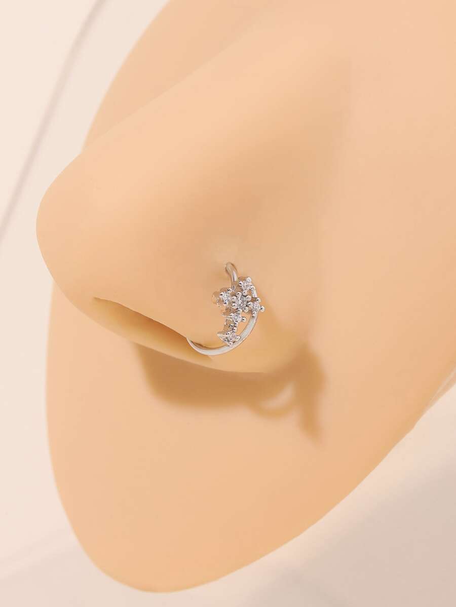 水鑽十字架裝飾鼻環銅受歡迎穿孔身體鏈禮品適合女士和男士 - 彩色 - 查看 1