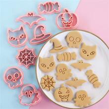 8pcs Halloween Skeleton Cookie Cutter Set, Cartoon Pumpkin Bread & Pastry Baking Mold Halloween Halloween Decor Halloween Decorations Halloween Home Halloween Party Halloween Party - Pink - View 3