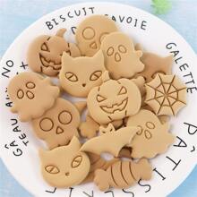 8pcs Halloween Skeleton Cookie Cutter Set, Cartoon Pumpkin Bread & Pastry Baking Mold Halloween Halloween Decor Halloween Decorations Halloween Home Halloween Party Halloween Party - Pink - View 8