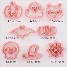 8pcs Halloween Skeleton Cookie Cutter Set, Cartoon Pumpkin Bread & Pastry Baking Mold Halloween Halloween Decor Halloween Decorations Halloween Home Halloween Party Halloween Party - Pink - View 2