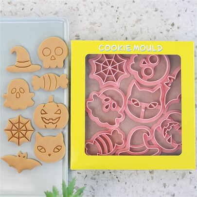 8pcs Halloween Skeleton Cookie Cutter Set, Cartoon Pumpkin Bread & Pastry Baking Mold Halloween Halloween Decor Halloween Decorations Halloween Home Halloween Party Halloween Party