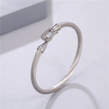 1 pieza Pulsera vintage creativo tornillo diseño de acero inoxidable de hombres - Plateado - Ver 2