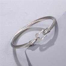 1 pieza Pulsera vintage creativo tornillo diseño de acero inoxidable de hombres - Plateado - Ver 1
