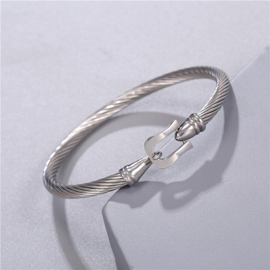 1 pieza Pulsera vintage creativo tornillo diseño de acero inoxidable de hombres - Plateado - Ver 1